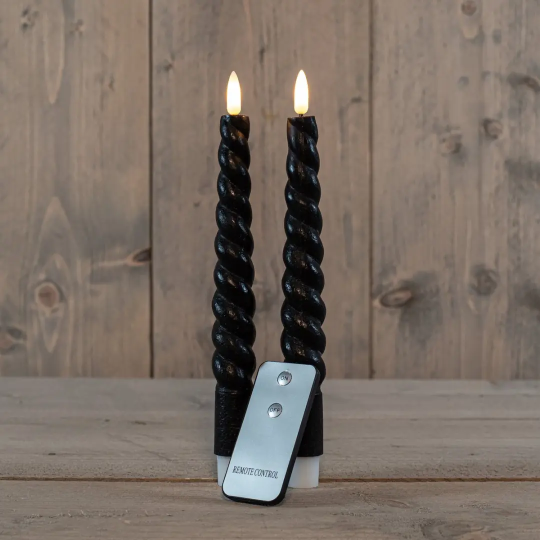 Anna's Collection LED Dinerkaars Swirl - Zwart - 2 Stuks - afbeelding 3 van 5