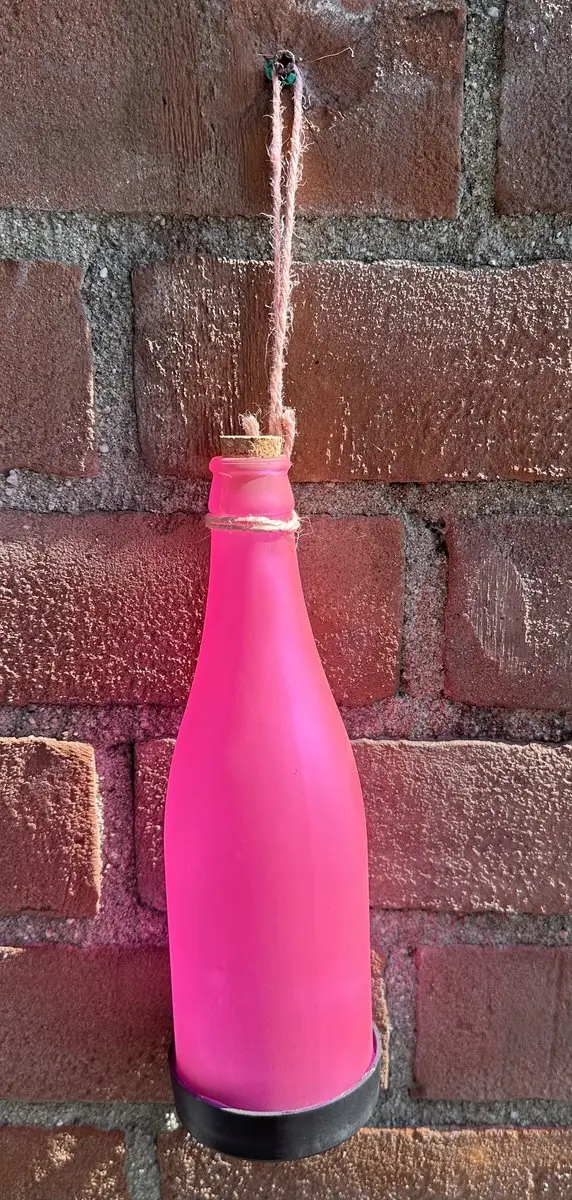 Glazen solarlamp fles in neon kleur