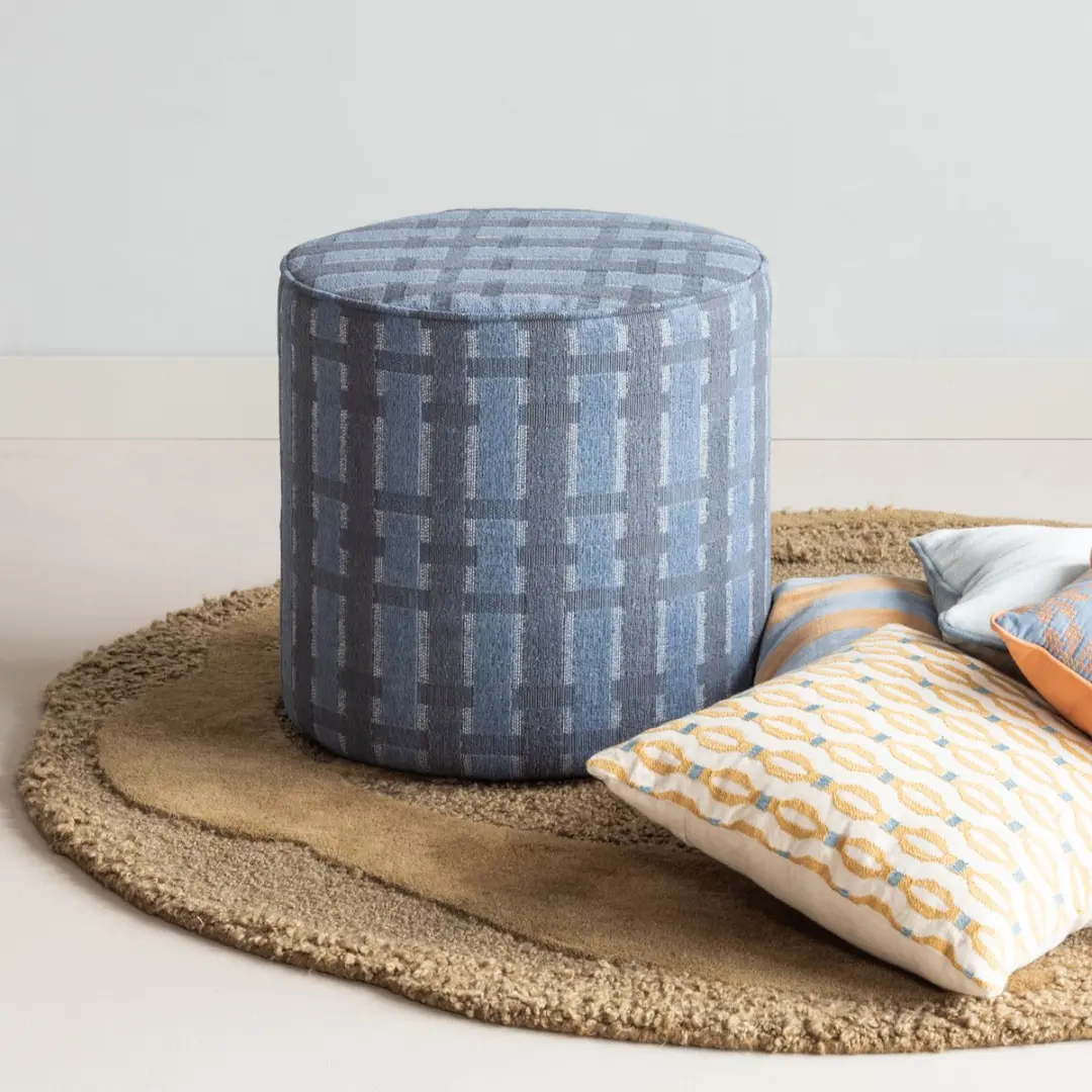 WOOOD Lira Kussens 50x50cm - Blauw/Oranje - 4 Stuks - afbeelding 4 van 6