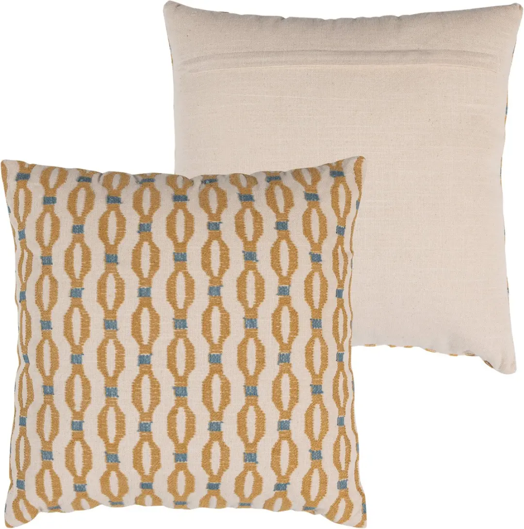WOOOD Lira Kussens 50x50cm - Blauw/Oranje - 4 Stuks - afbeelding 6 van 6