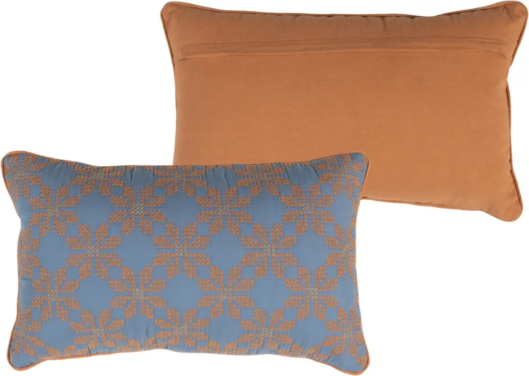 WOOOD Lira Kussens 50x50cm - Blauw/Oranje - 4 Stuks - afbeelding 5 van 6