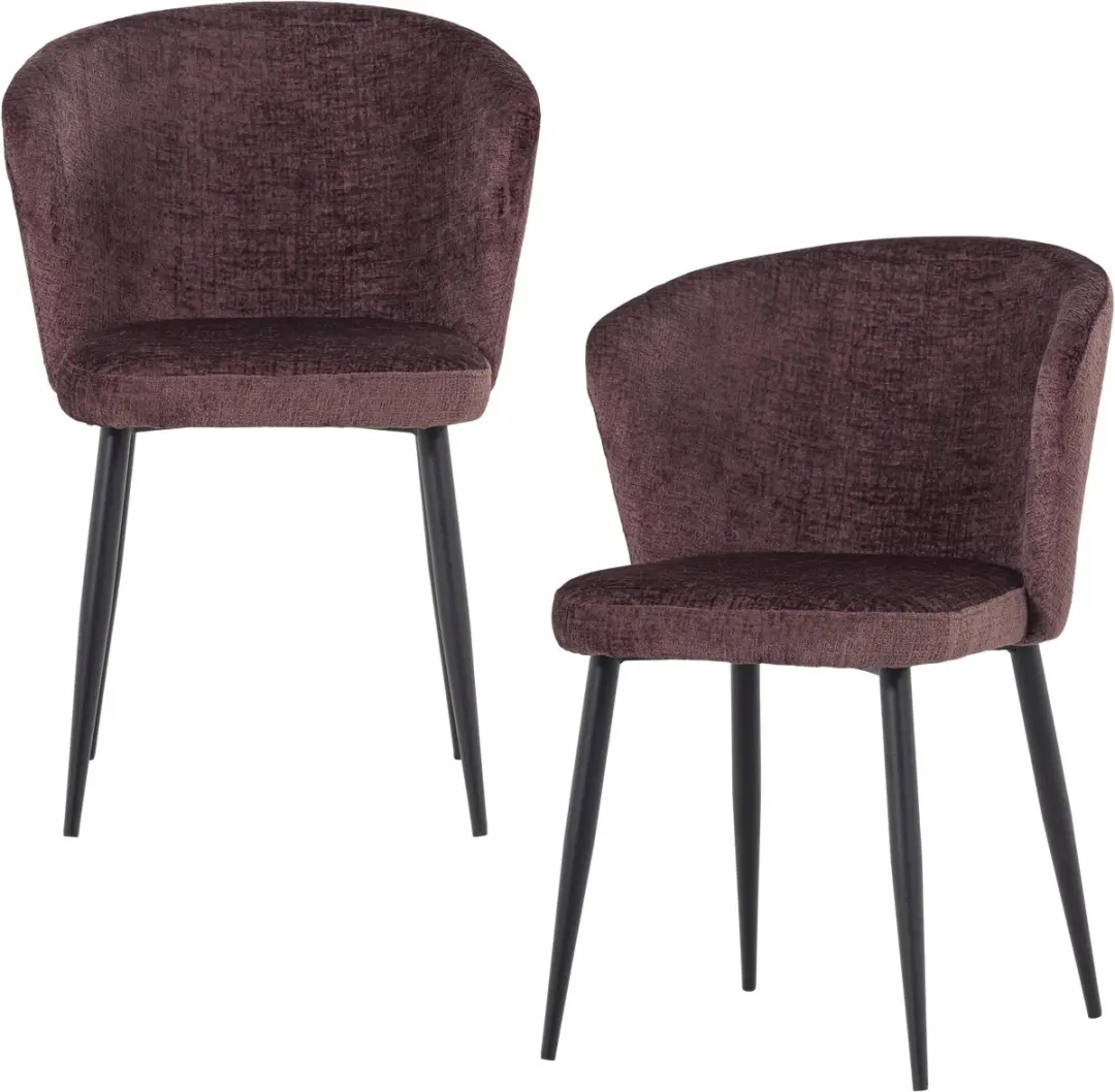 WOOOD Luse Eetkamerstoel Velvet - Paars - Set van 2