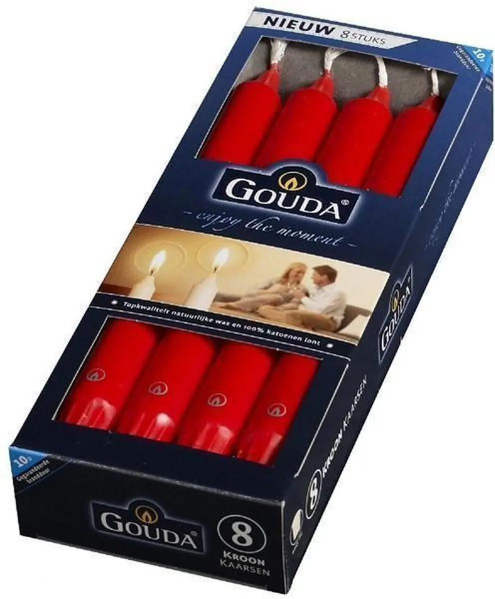 Gouda Dinerkaarsen 240/24 doos 8 rood (per 4 stuks)