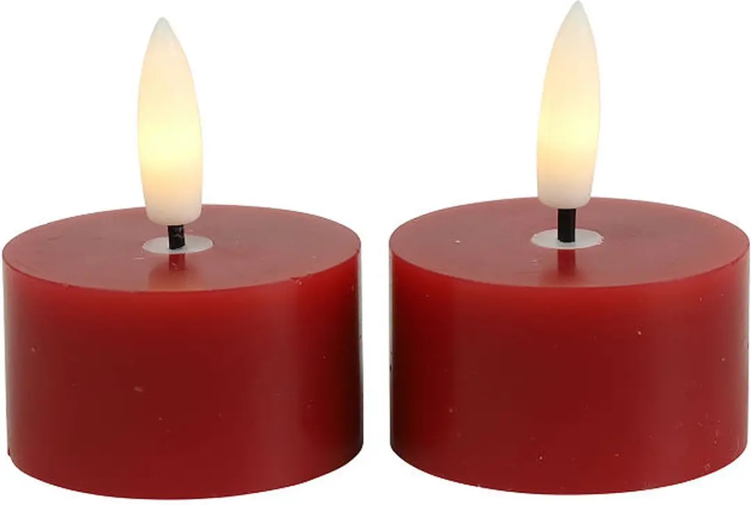 Countryfield LED Theelicht Lyon Rood Rustiek - 2 Stuks - afbeelding 2 van 2