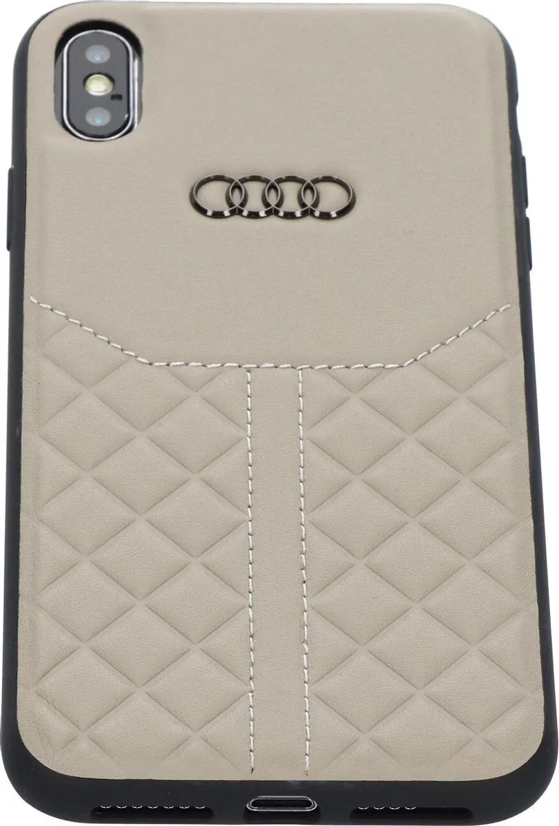 Audi iPhone Xs Max Backcase - Effen Beige Leer