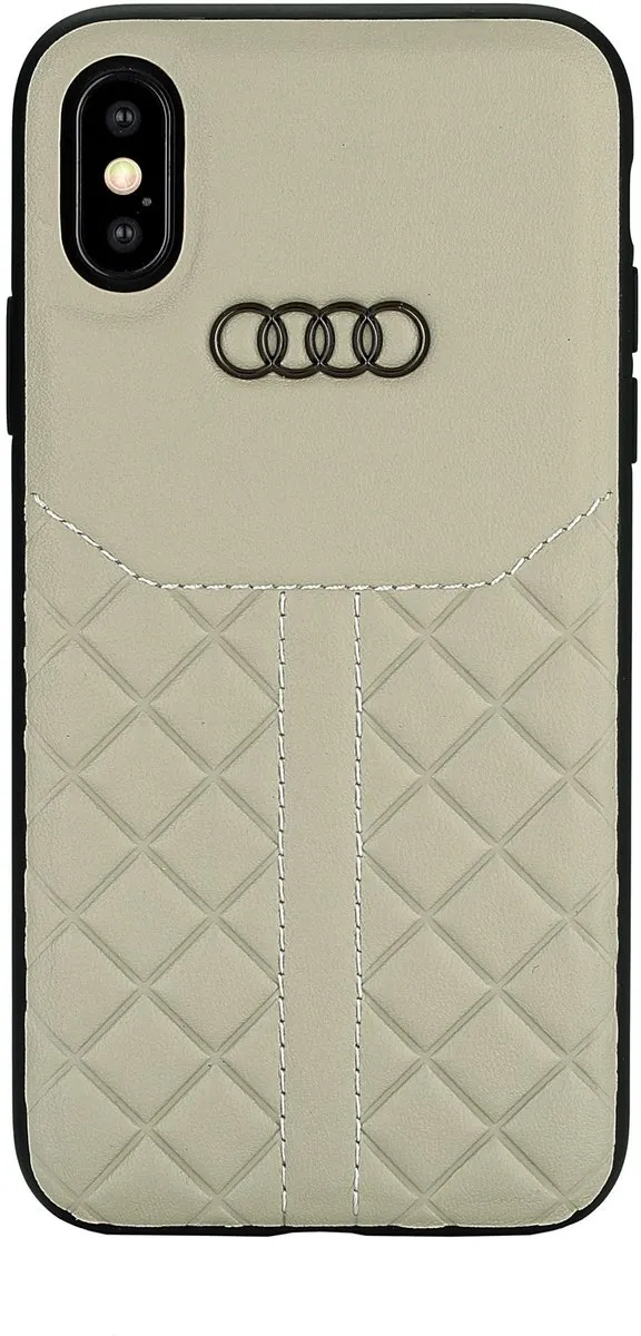 Audi iPhone Xs Max Backcase - Effen Beige Leer