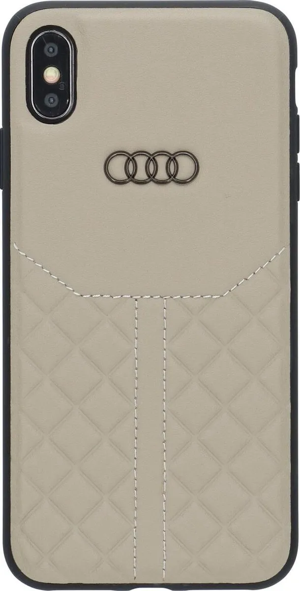 Audi iPhone Xs Max Backcase - Effen Beige Leer