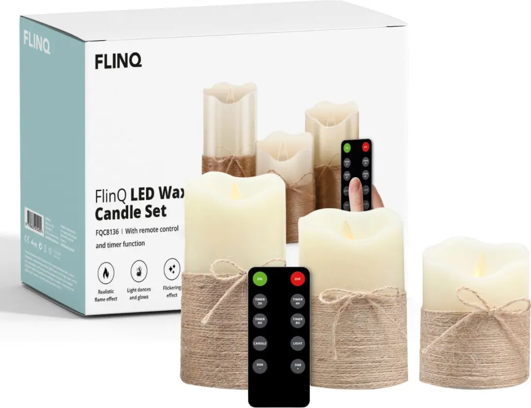 FlinQ LED-kaarsen met bewegende vlam en lont
