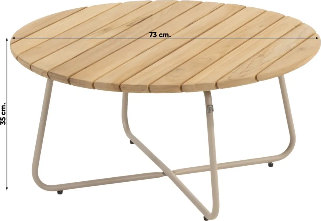 4 Seasons Verdi Ronde Salontafel Teak 73cm - Taupe - afbeelding 3 van 6