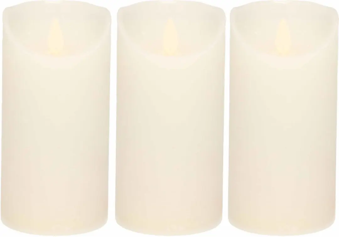 3x Witte LED kaars / stompkaars 15 cm