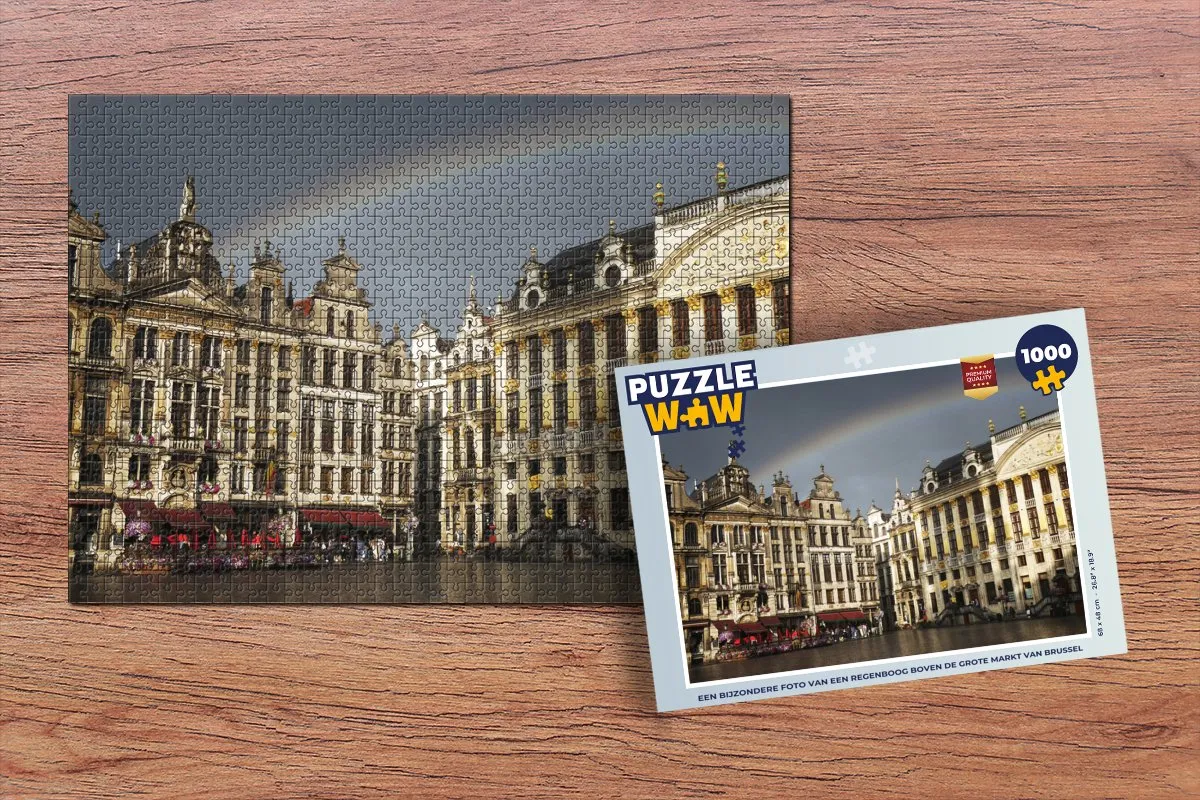 PuzzleWow Legpuzzel 1000 Stuks - Regenboog Brussel Multicolor