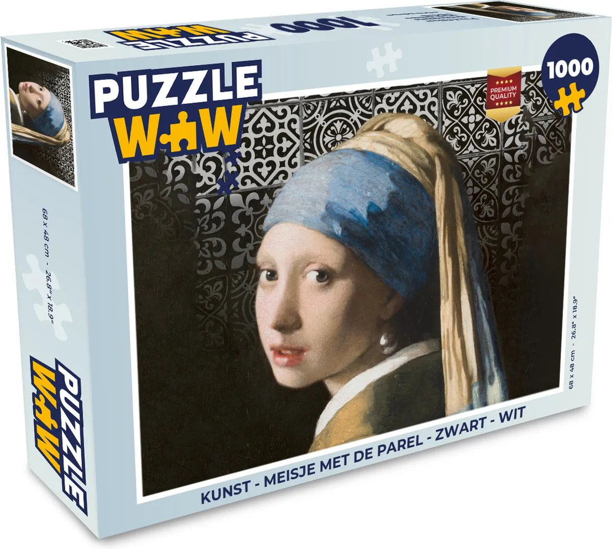 PuzzleWow Meisje met de parel Legpuzzel 1000 Stuks - Multicolor