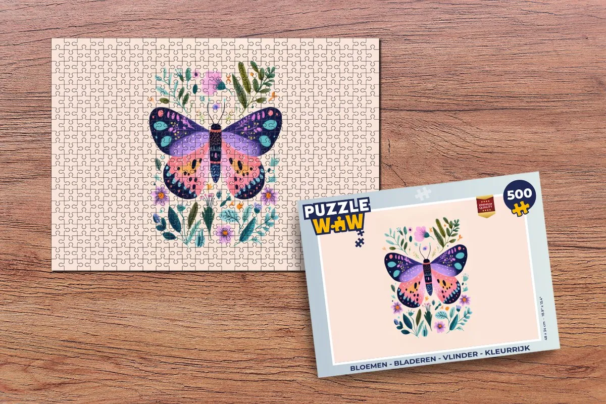 PuzzleWow Vlinder Bloemen Legpuzzel 500 Stuks