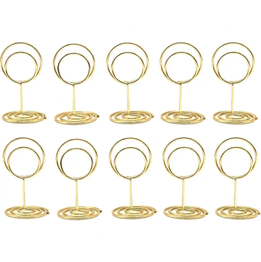 Goudkleurige metalen fotohouders set 10 stuks fotohouders naamkaart houders met