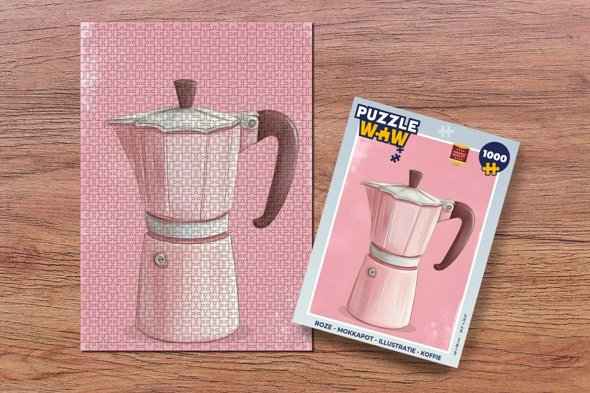 PuzzleWow Mokkapot Legpuzzel 1000 Stuks - Roze