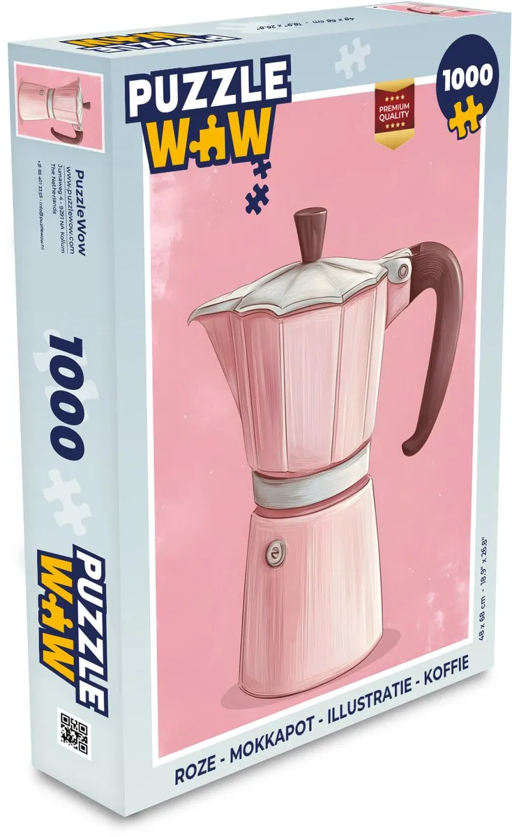 PuzzleWow Mokkapot Legpuzzel 1000 Stuks - Roze