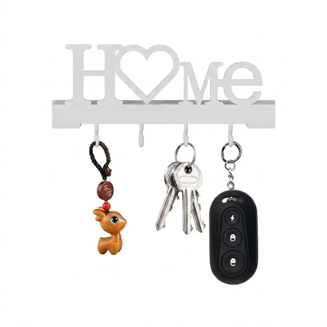 Witte metalen sleutelhouder Home design sleutelkastje wandrek met haken voor sle