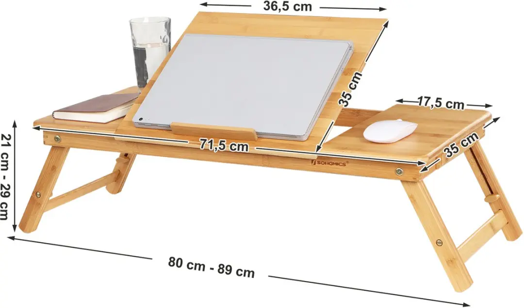 Songmics Laptop Tafel LLD004 - Bruin - afbeelding 3 van 5