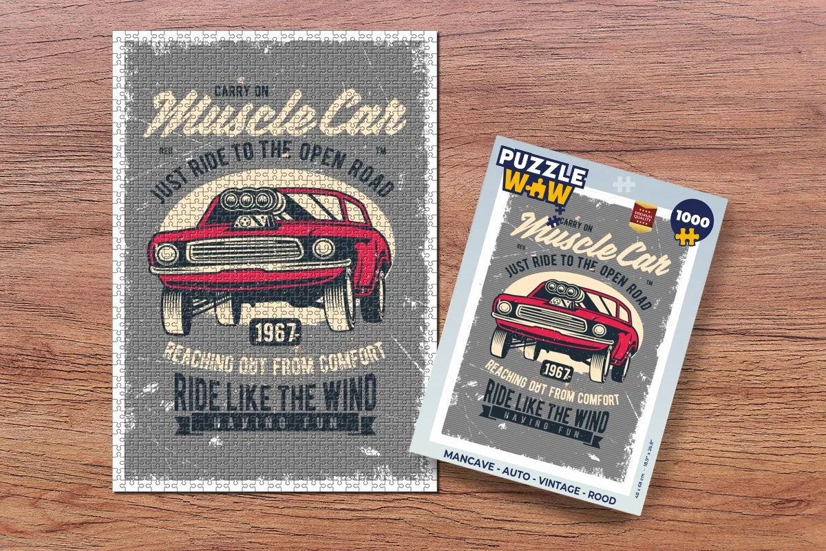 PuzzleWow Mancave Auto Vintage Legpuzzel 1000 Stuks - Multicolor