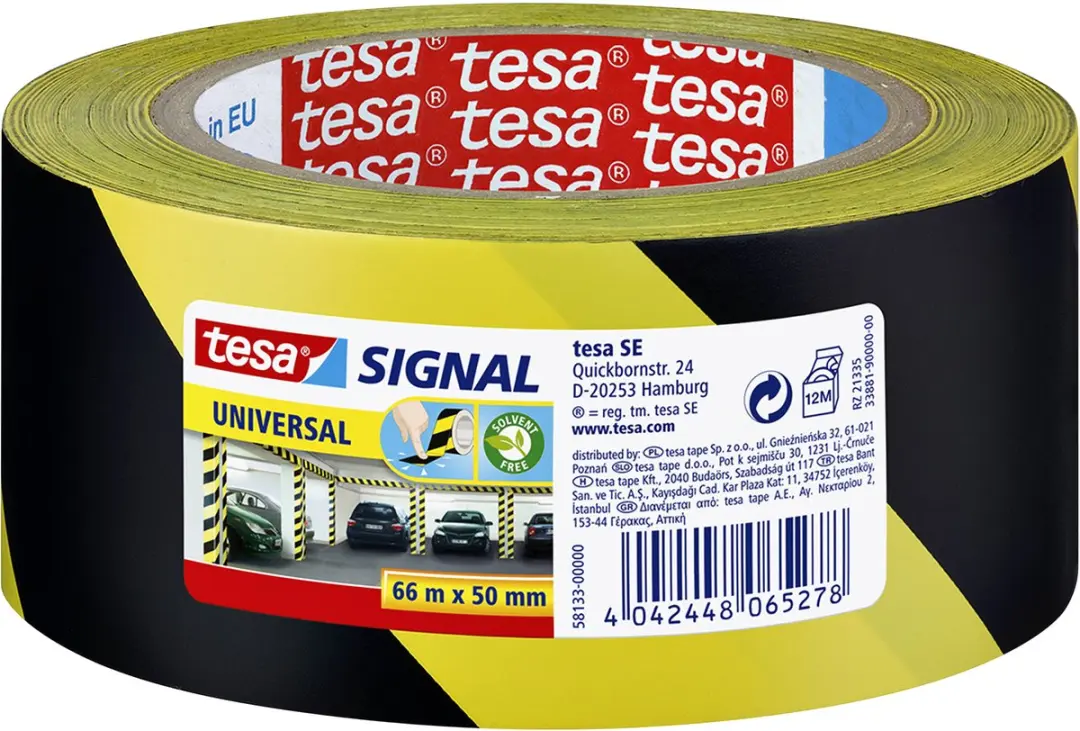 Waarschuwings- en markeringstape tesa® Signal Universal 66mx50mm geel/zwart