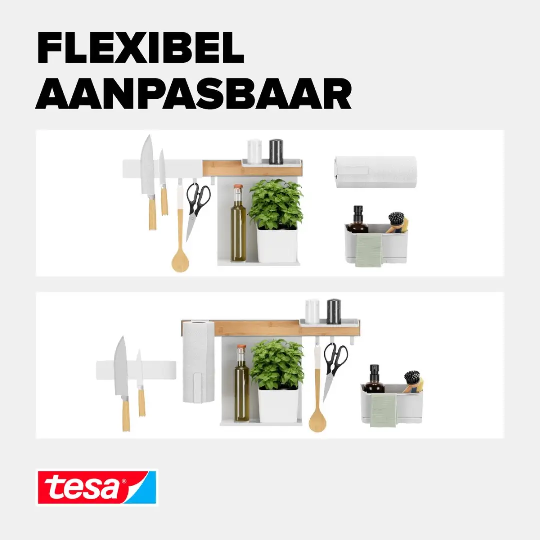 Tesa 70043-00000-00 Keukenorganizer Combiset XL - Bamboe/Wit - afbeelding 4 van 6