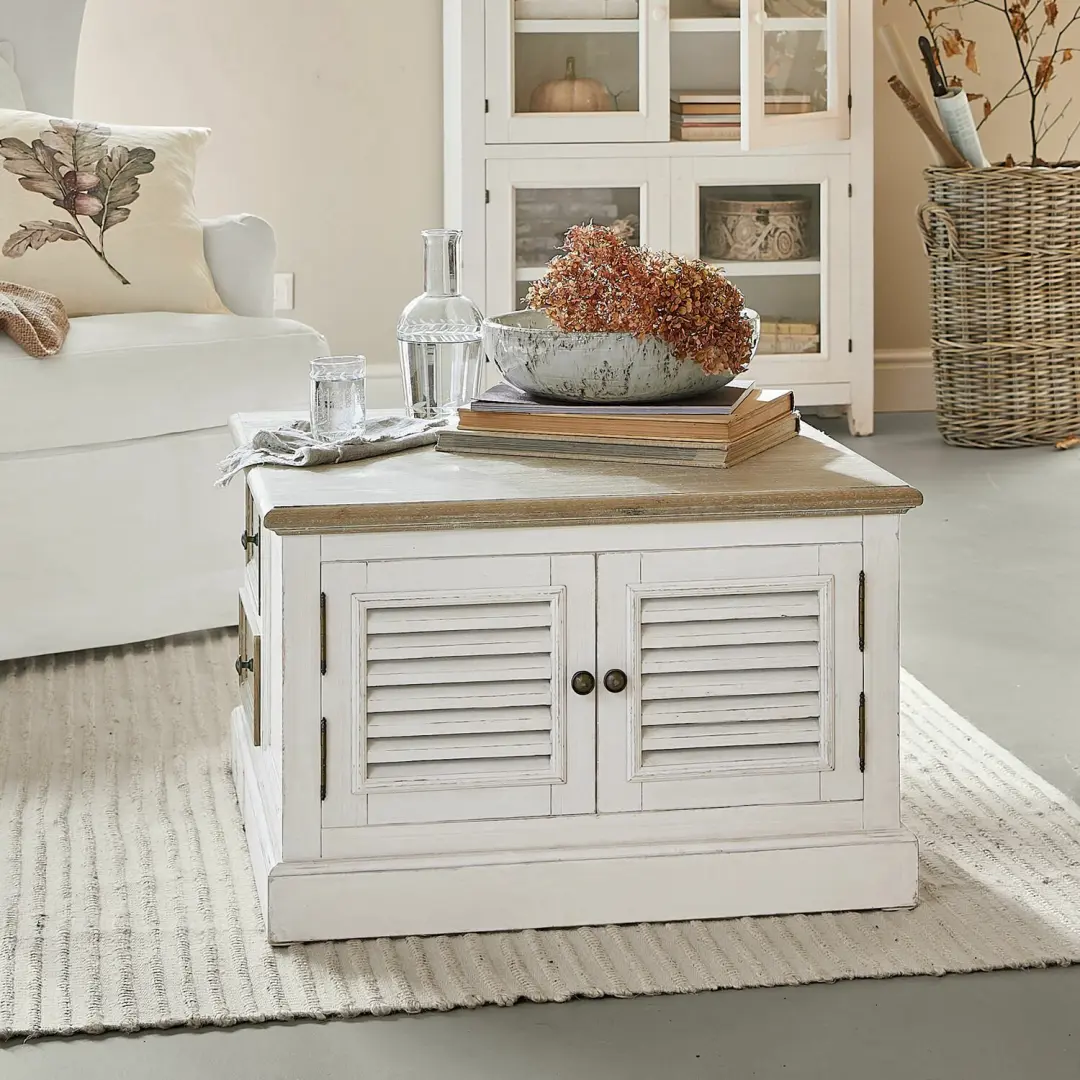 Loberon Cloverport Salontafel - Antiekbruin/Antiekwit - afbeelding 2 van 6