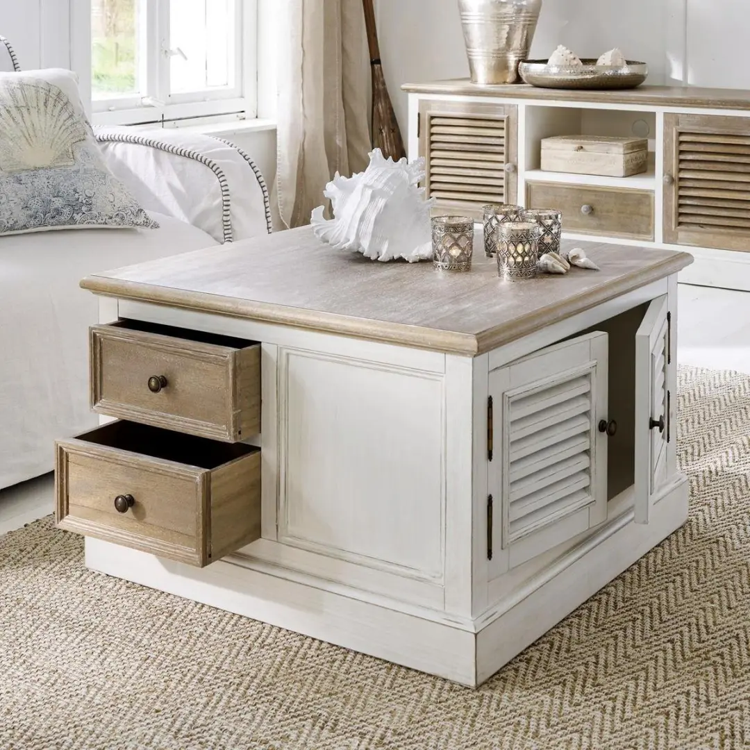 Loberon Cloverport Salontafel - Antiekbruin/Antiekwit - afbeelding 5 van 6