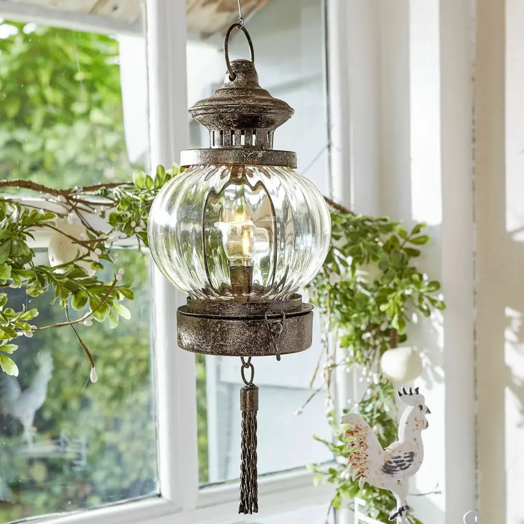 Loberon Timone Ledhanglantaarn - 13cm - Roestbruin - afbeelding 2 van 5