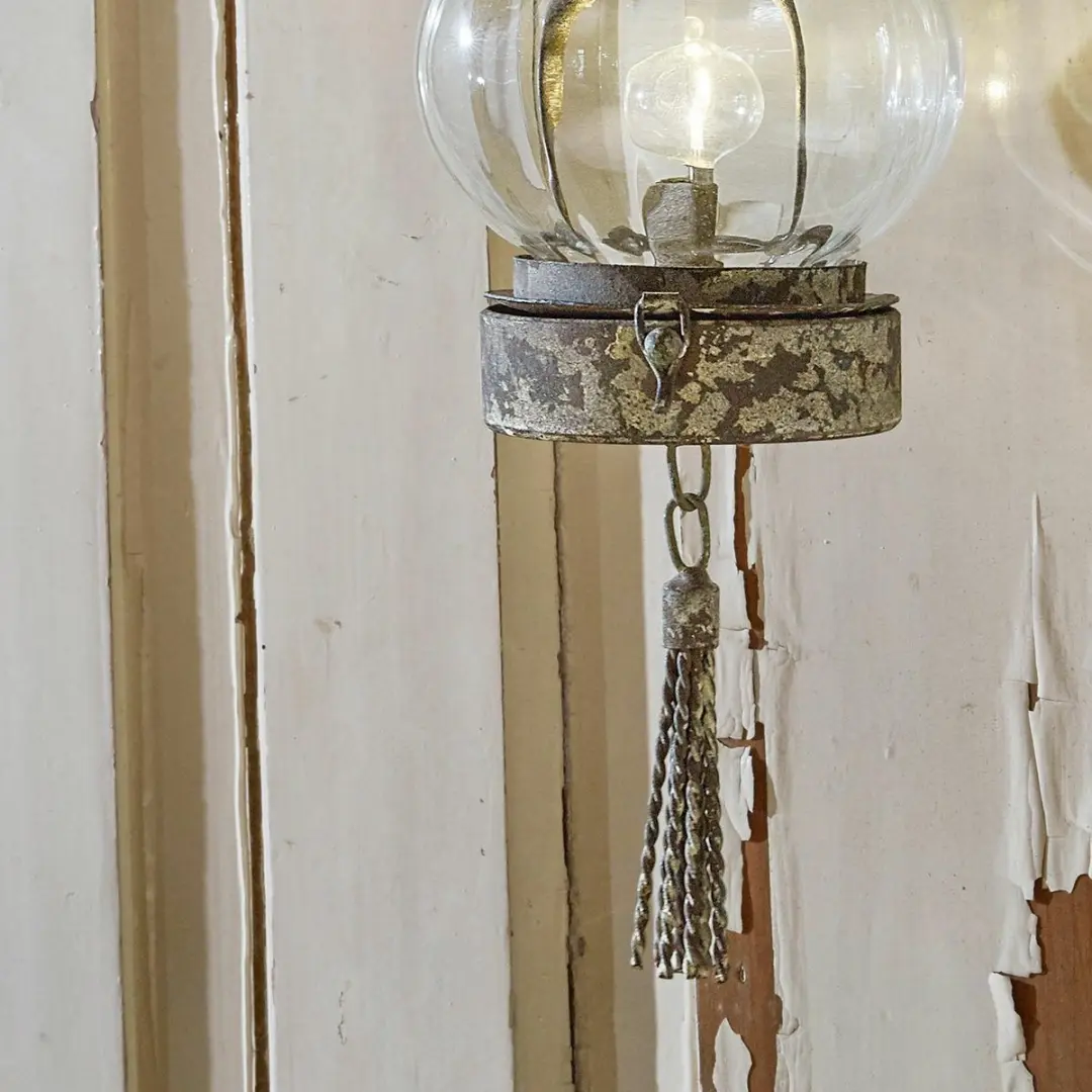 Loberon Timone Ledhanglantaarn - 13cm - Roestbruin - afbeelding 3 van 5
