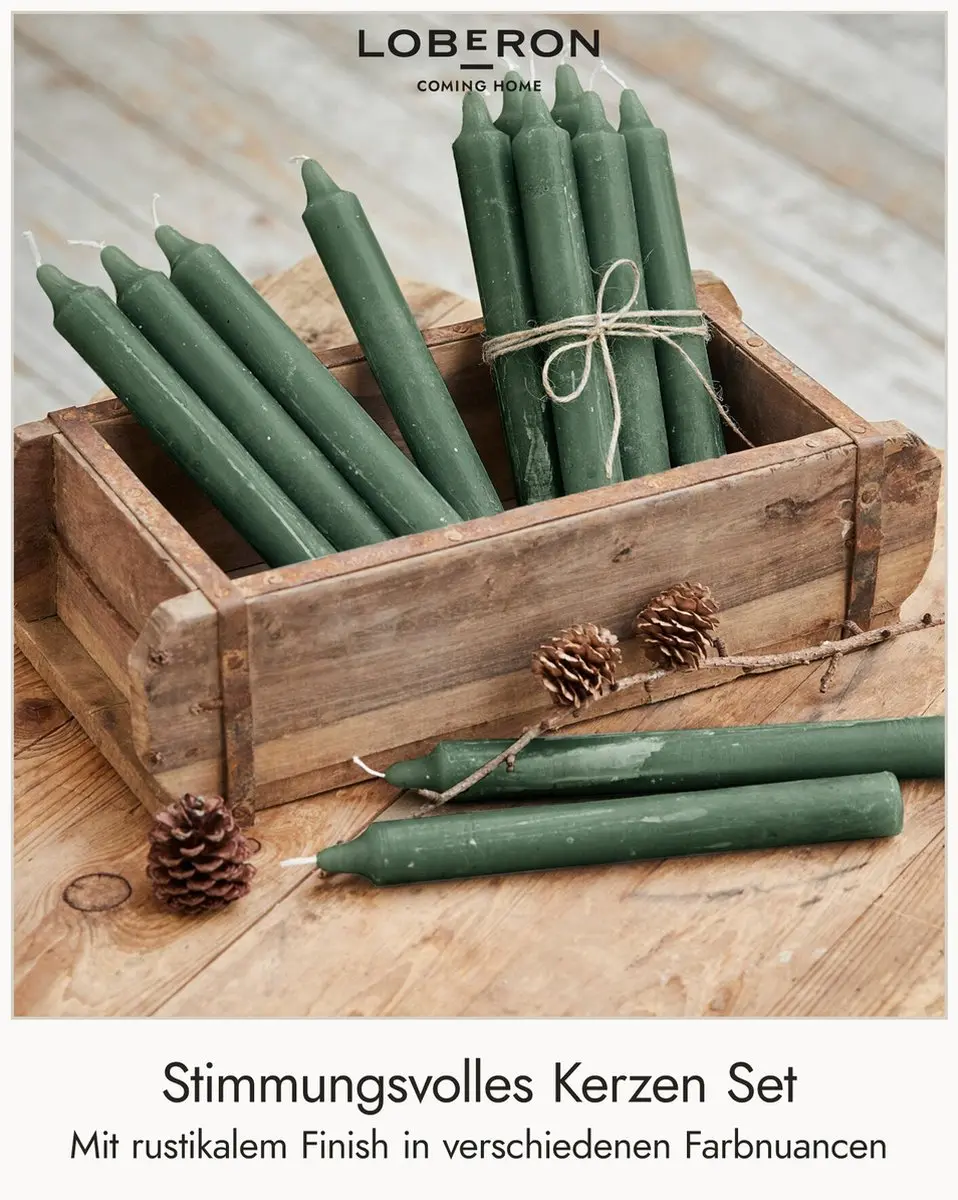 Loberon Bauceau Kaarsen - 12 Stuks Groen - afbeelding 2 van 4