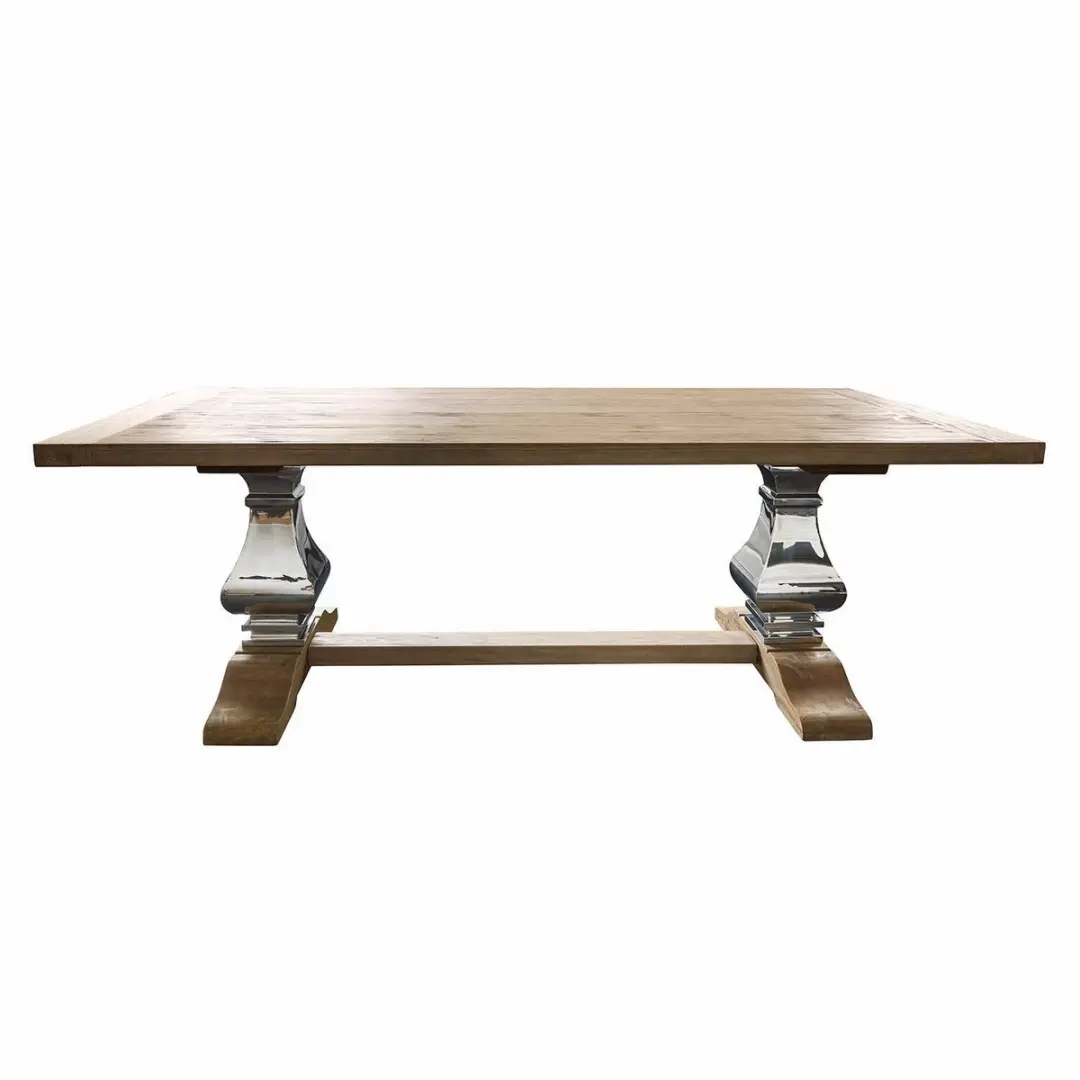 Loberon Filton Eettafel - 6 Personen - Bruin/Zilverkleurig - afbeelding 4 van 6