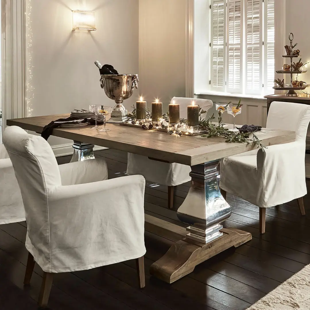 Loberon Filton Eettafel - 6 Personen - Bruin/Zilverkleurig - afbeelding 6 van 6