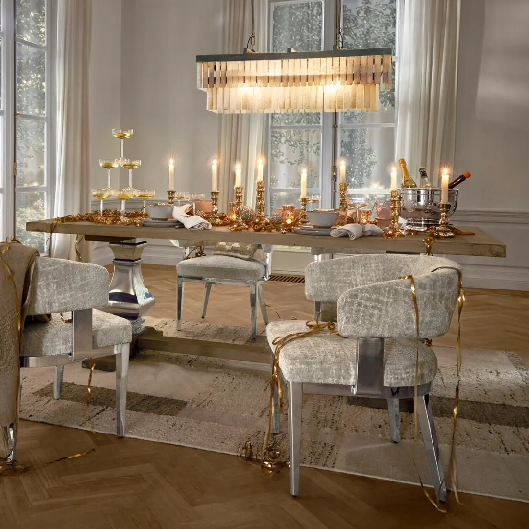 Loberon Filton Eettafel - 6 Personen - Bruin/Zilverkleurig - afbeelding 2 van 6
