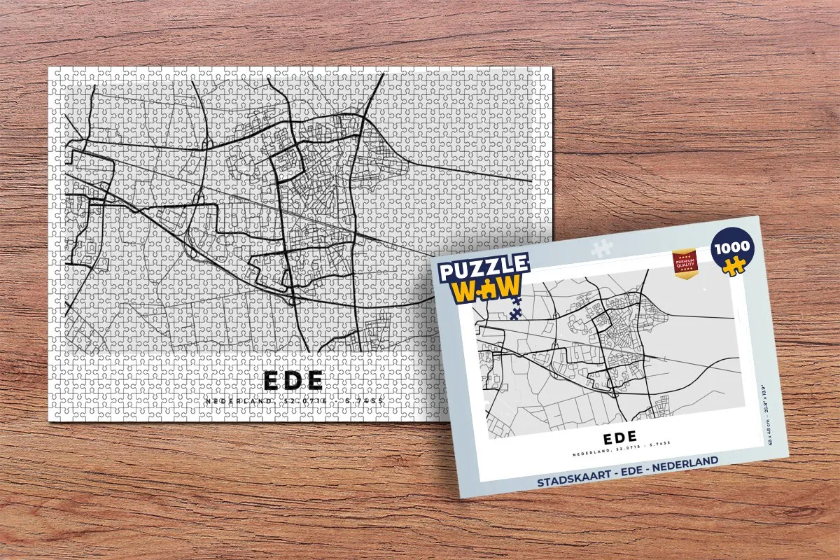 PuzzleWow Stadskaart Ede Nederland Legpuzzel 1000 Stuks - Multicolor