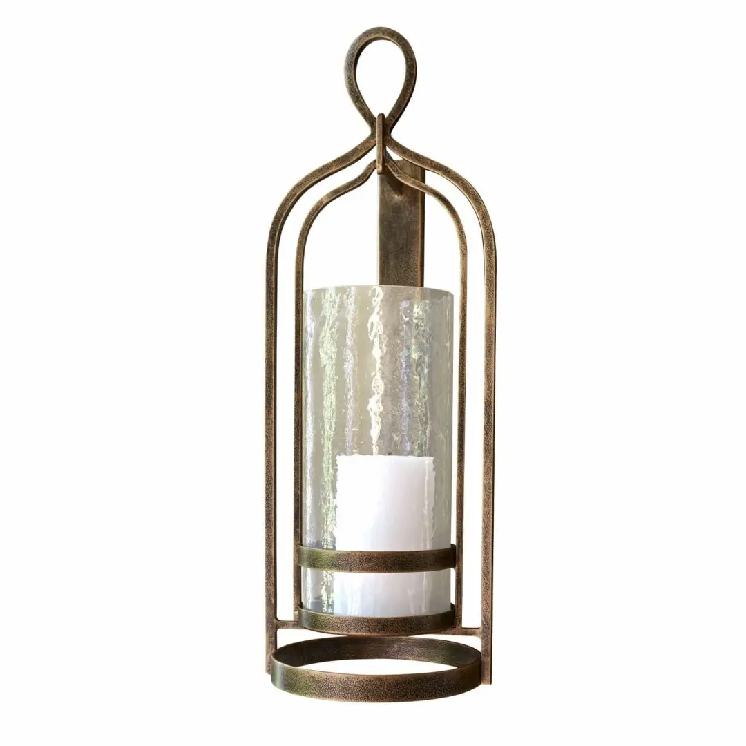 Loberon Biserre Wandkaarsenhouder 18cm Antiekgoud/Helders - afbeelding 3 van 6