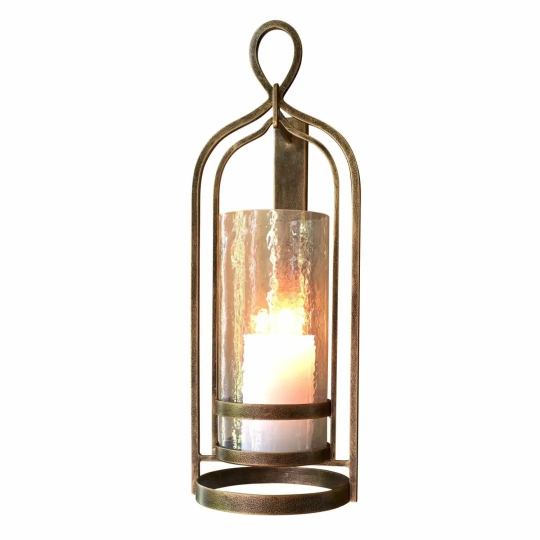 Loberon Biserre Wandkaarsenhouder 18cm Antiekgoud/Helders