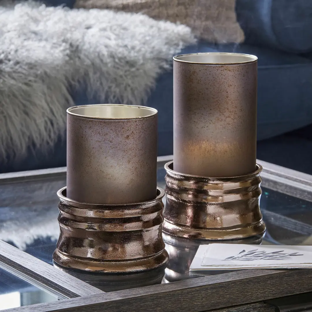 Loberon Windlichtset Eirun - 2 Stuks - Blauw/Zilverkleurig - afbeelding 3 van 5