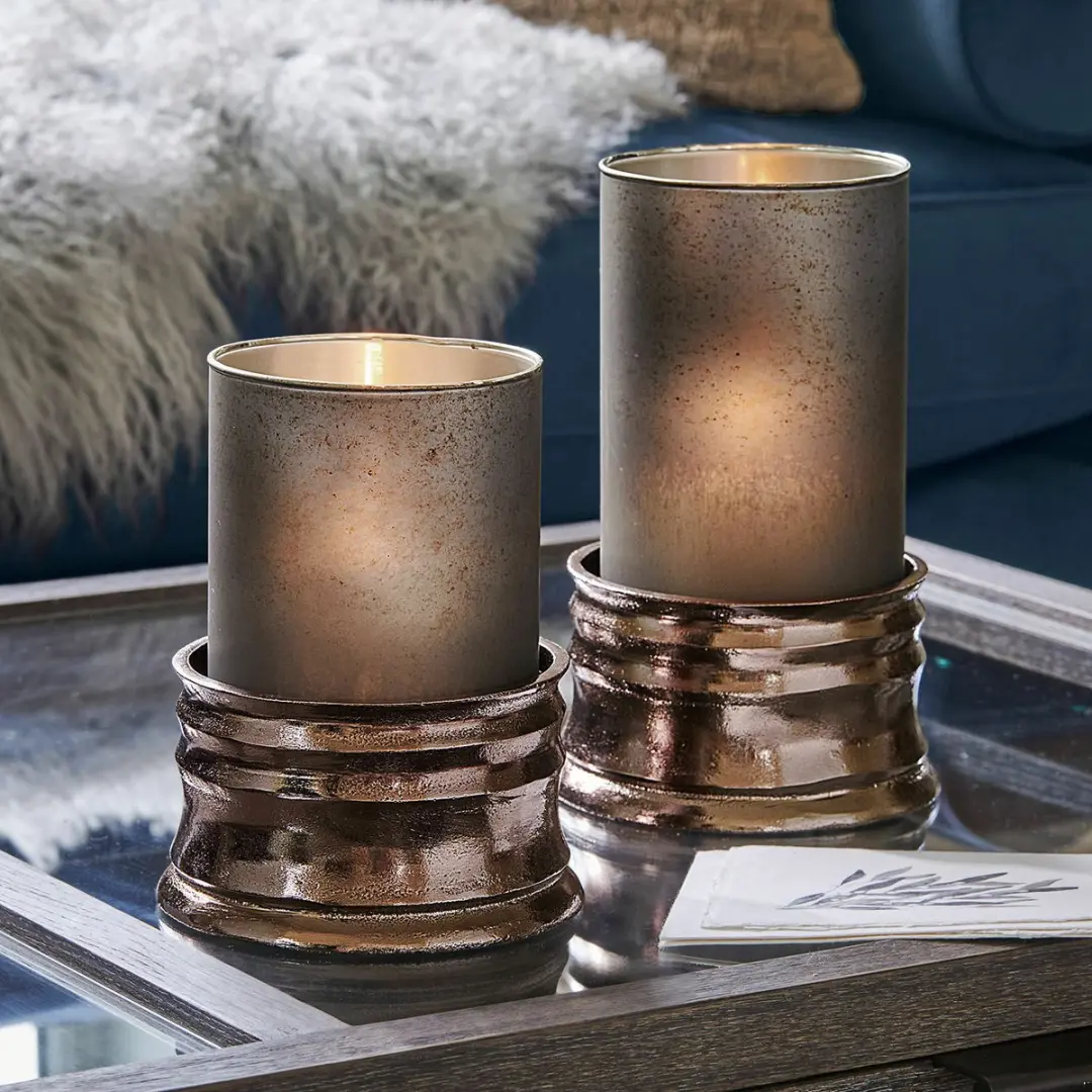 Loberon Windlichtset Eirun - 2 Stuks - Blauw/Zilverkleurig - afbeelding 5 van 5