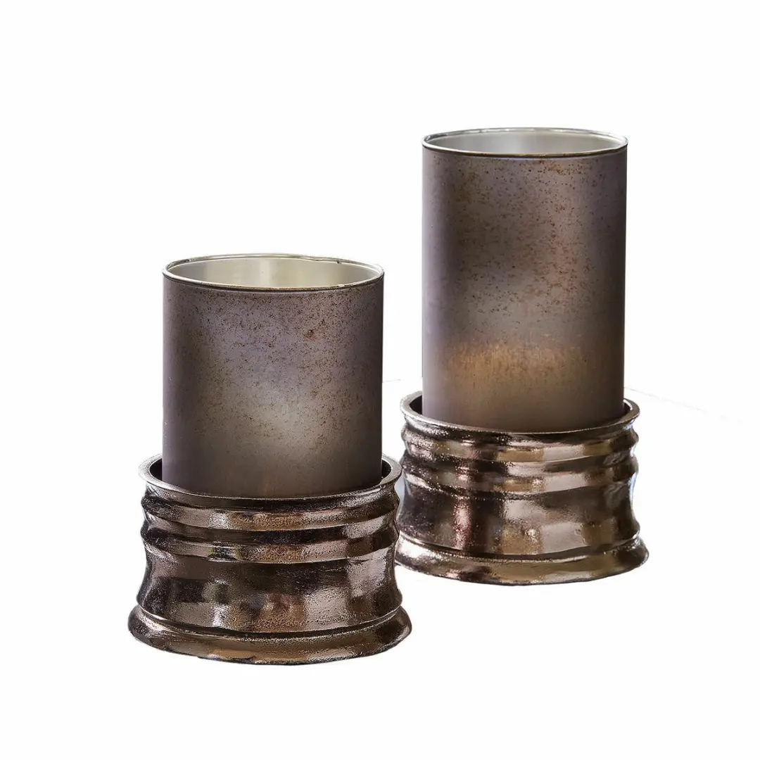 Loberon Windlichtset Eirun - 2 Stuks - Blauw/Zilverkleurig - afbeelding 4 van 5