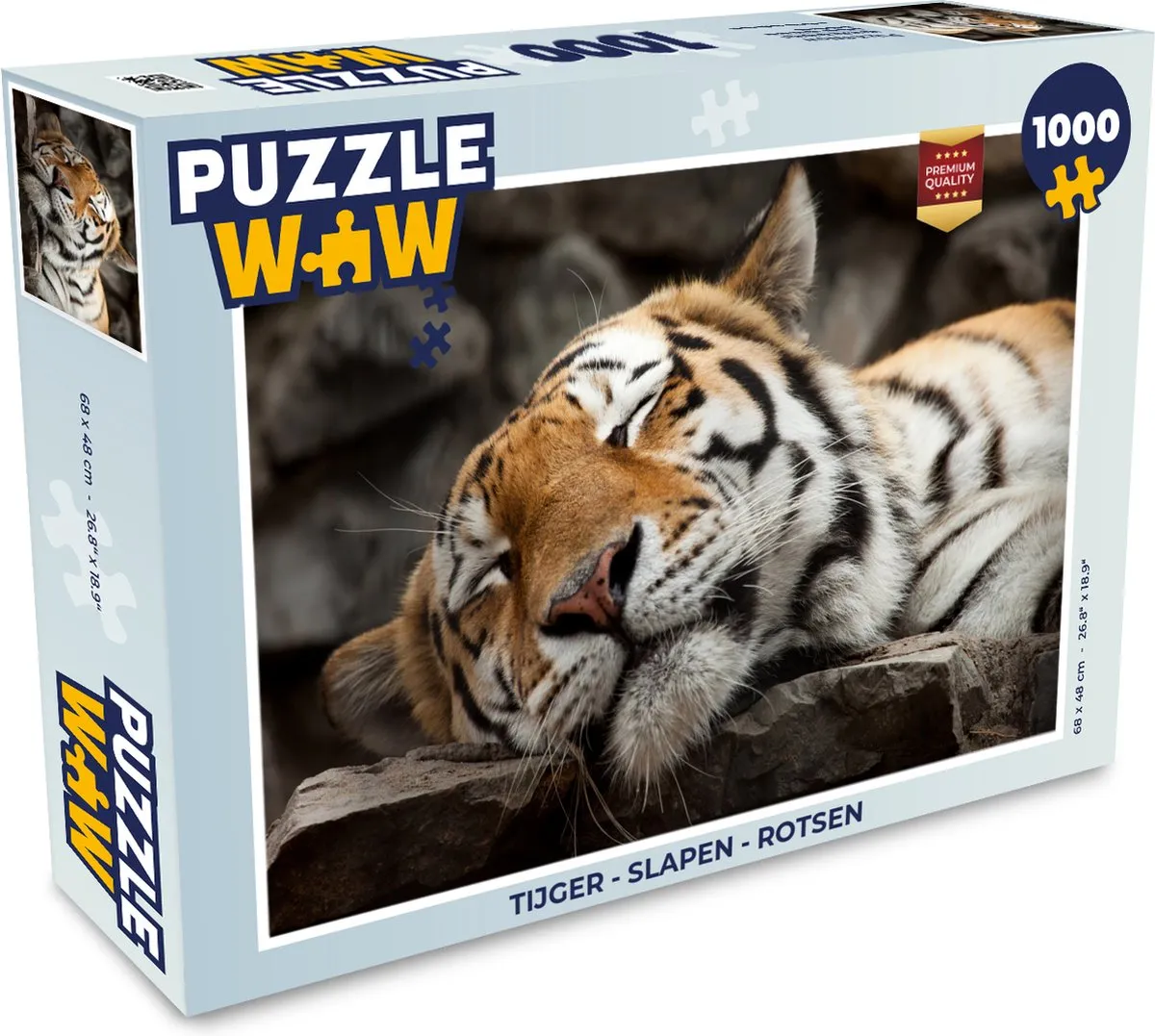 PuzzleWow Tijger Rusten Rotsen Legpuzzel 1000 Stuks - Multicolor