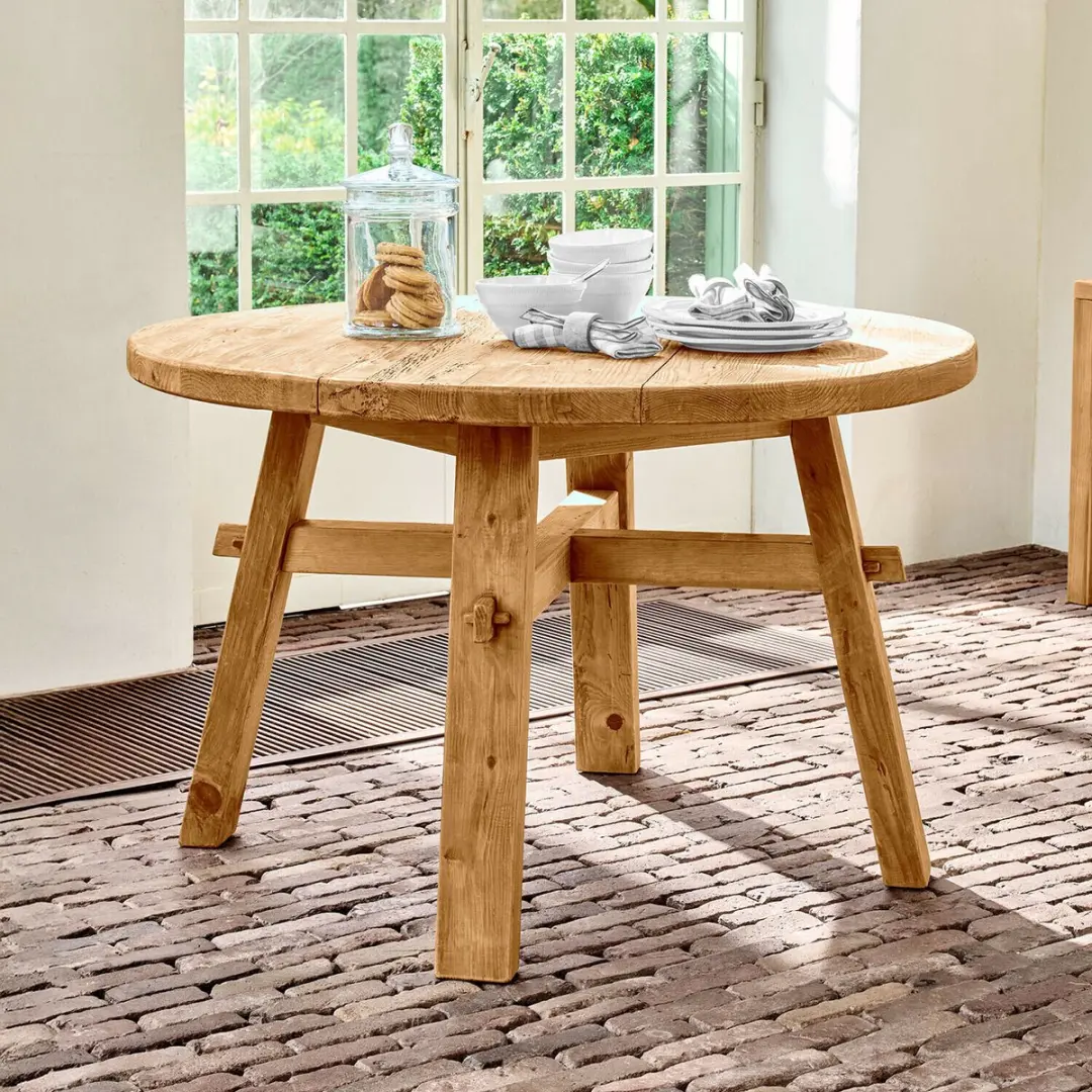 Loberon Crestwooden Tafel 120cm - 6 Personen - Bruin - afbeelding 5 van 6