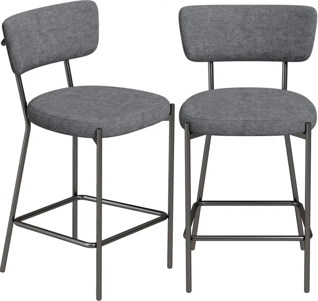 Homcom Barkruk-Polyester, Metaal-53L x 49B x 93H cm-Grijs