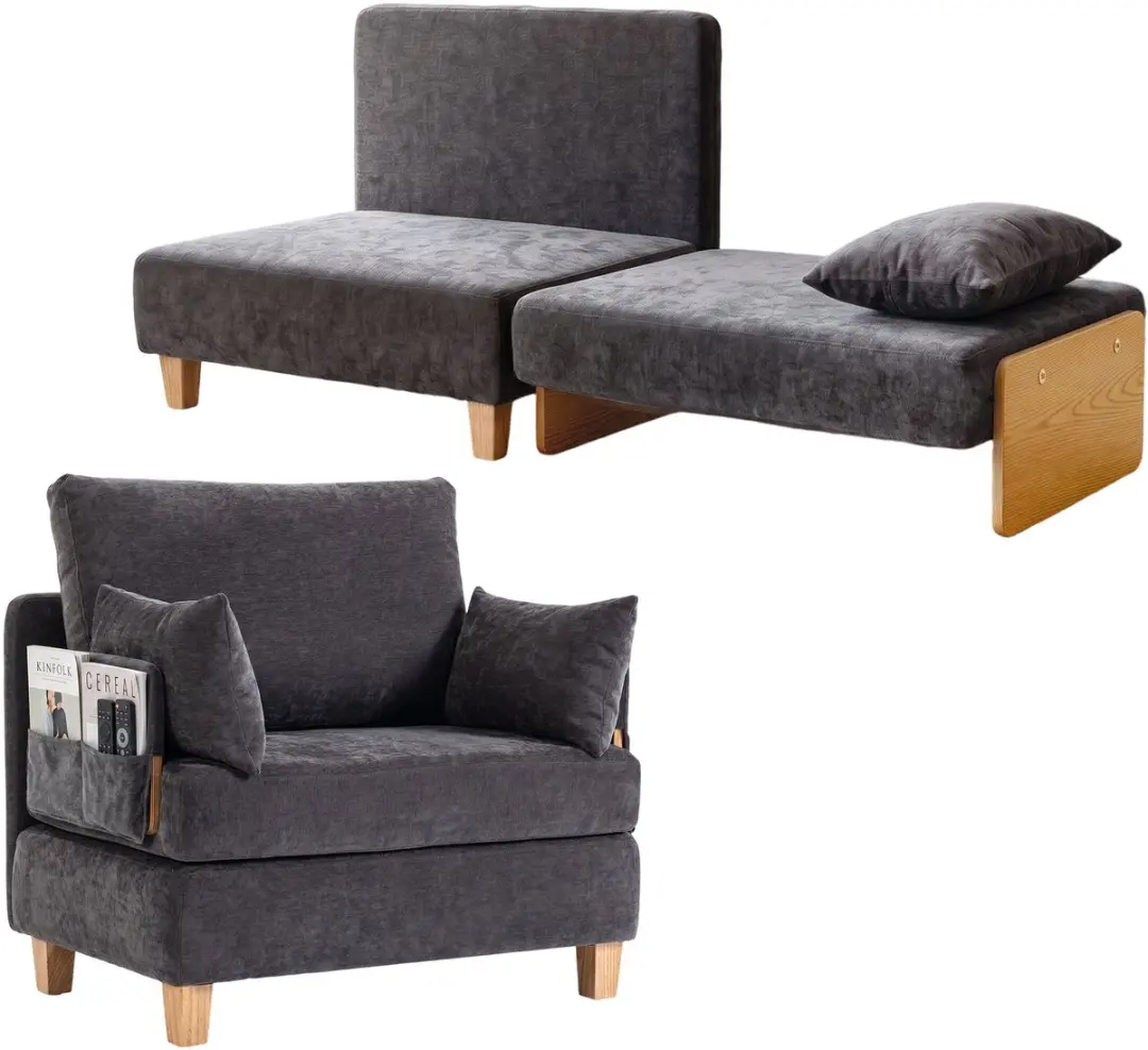 HOMCOM Chair Bed-Polyester-94L x 63B x 89H cm-Dunkelgrau