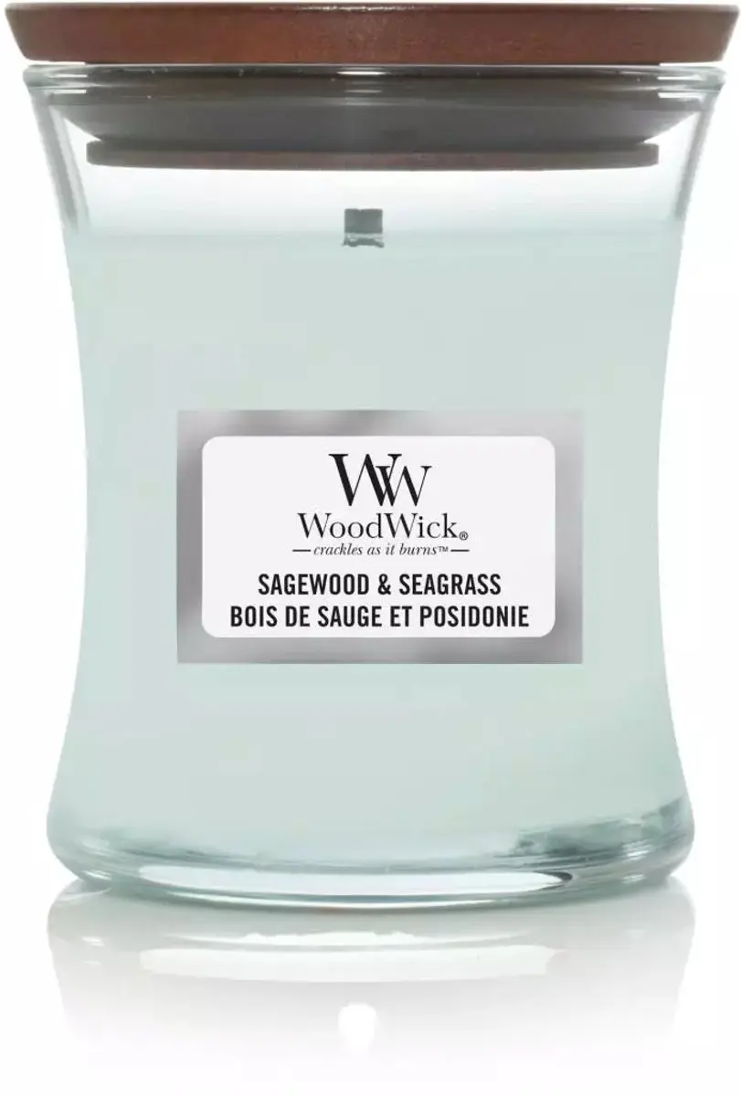 WoodWick Mini Geurkaars Sagewood & Seagrass 85g - afbeelding 3 van 3