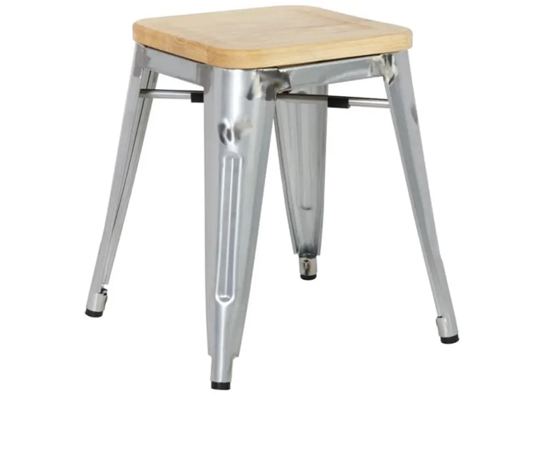 Bolero Bistro Gegalvaniseerd Stalen Stoel Met Houten Zitting (4 Stuks)