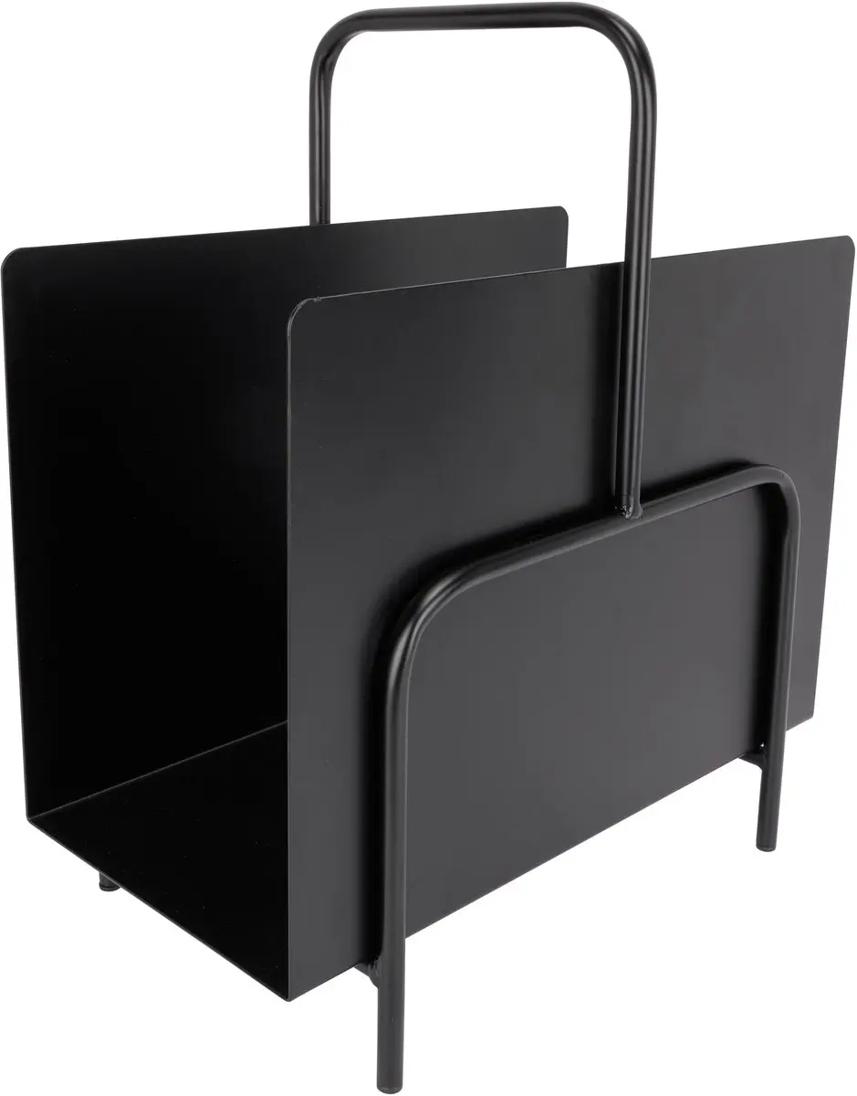 TIJDSCHRIFTEN HOUDER / MAGAZINEREK WITH HANDLE ZWART 35X20XH41CM METAAL