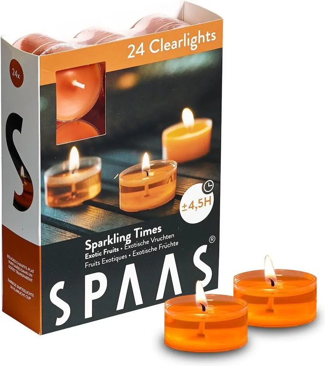 SPAAS 24 Clearlights Geur, theelichten in transparante cup, ± 4,5 uur