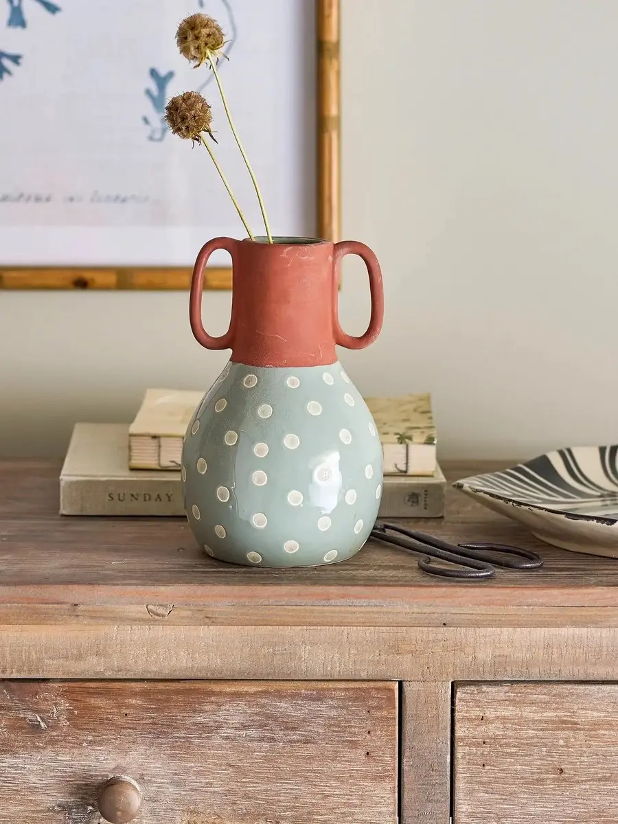 Bloomingville Vaas aardewerk groen Hercule 20cm