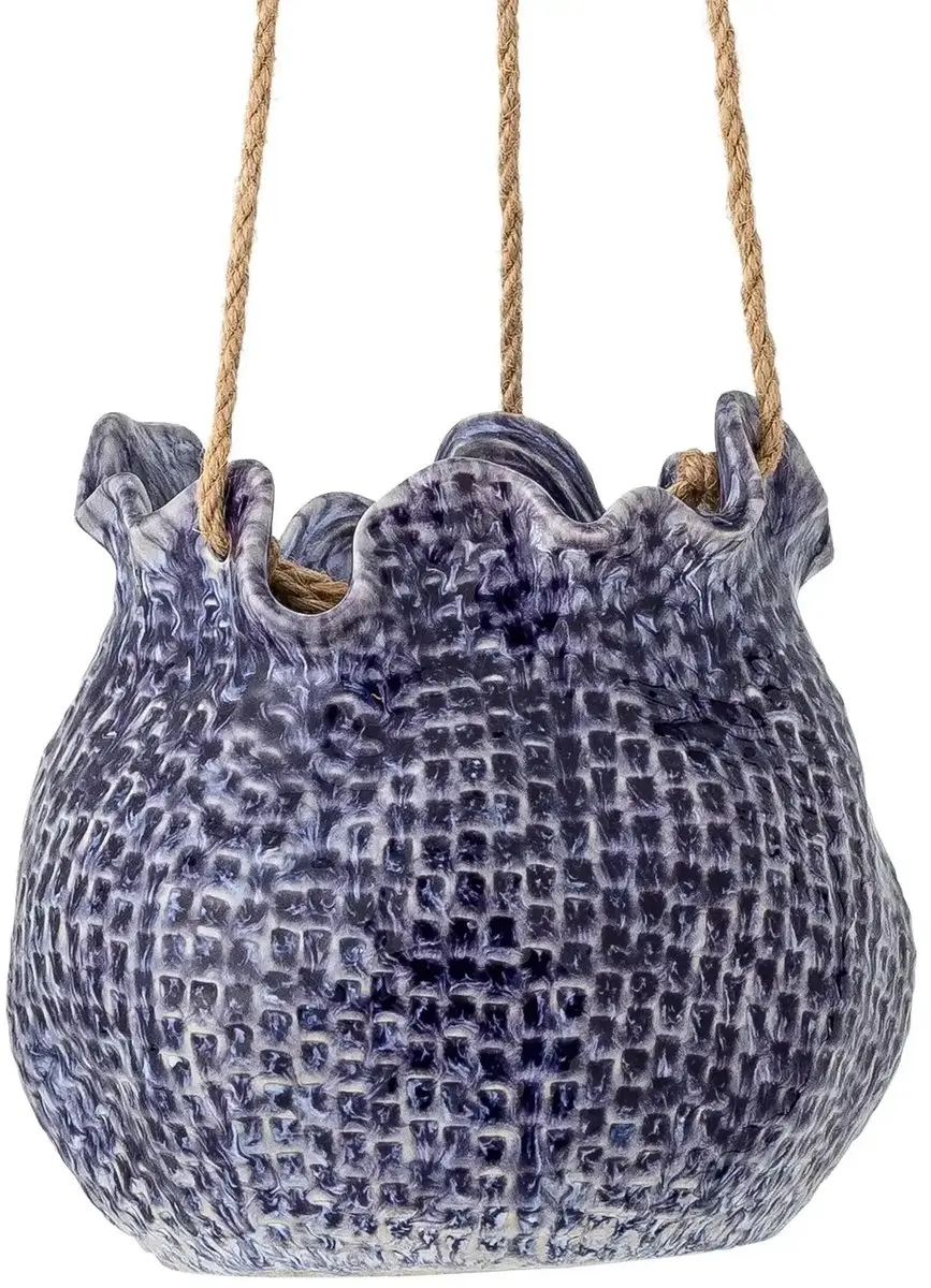 Bloomingville Hangbloempot aardewerk blauw Lottie 17cm