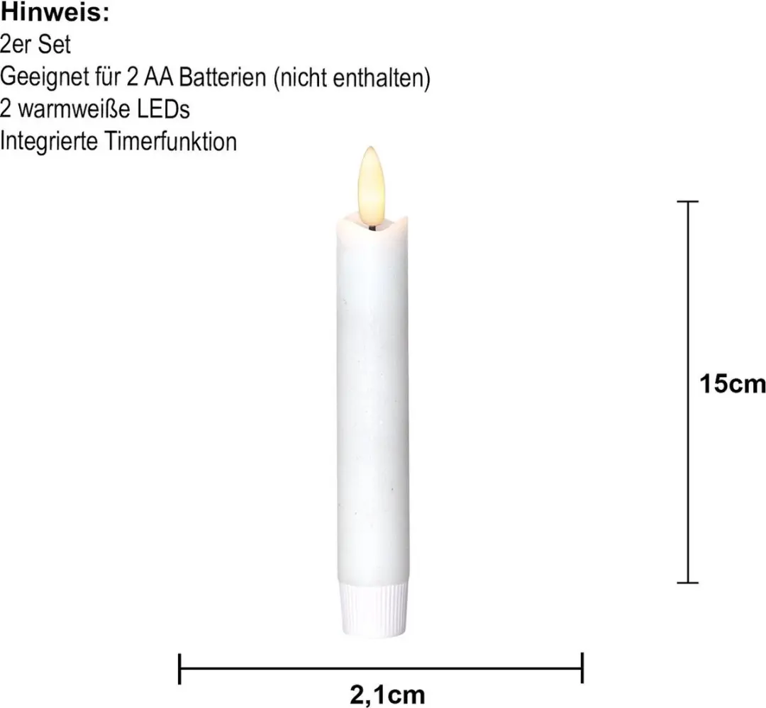 Star Trading LED Diner Kaars Vlam 2x - Warm wit - afbeelding 4 van 5